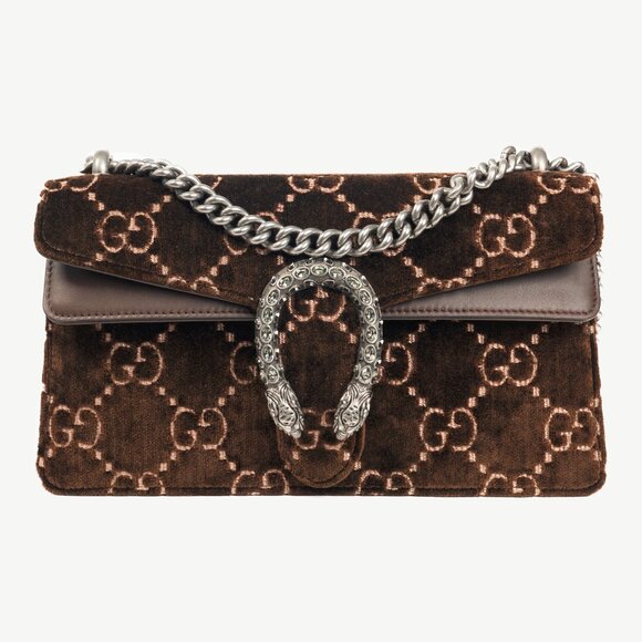 Gucci Dionysus Brown Velvet GG Monogram Medium Shoulder Bag - Picture 1 of 12